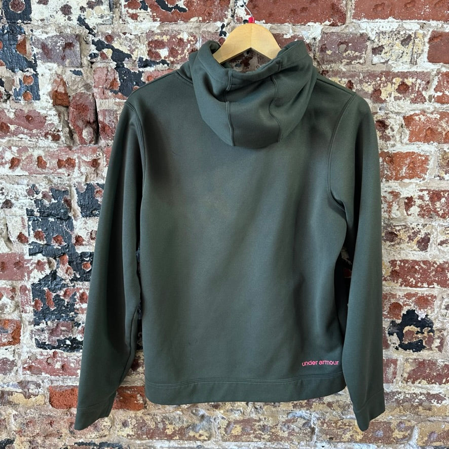 Under Armour Hoodie Womens Large Long Sleeve Pullover Green Camo Logo