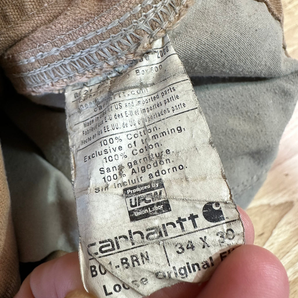 Carhartt B01 BRN Mens 34x30 Double Knee Pants