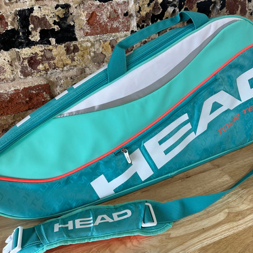 Head Tour Team Tennis Racquet Bag Shoulder Strap Holds 2-3 Rackets Turquoise