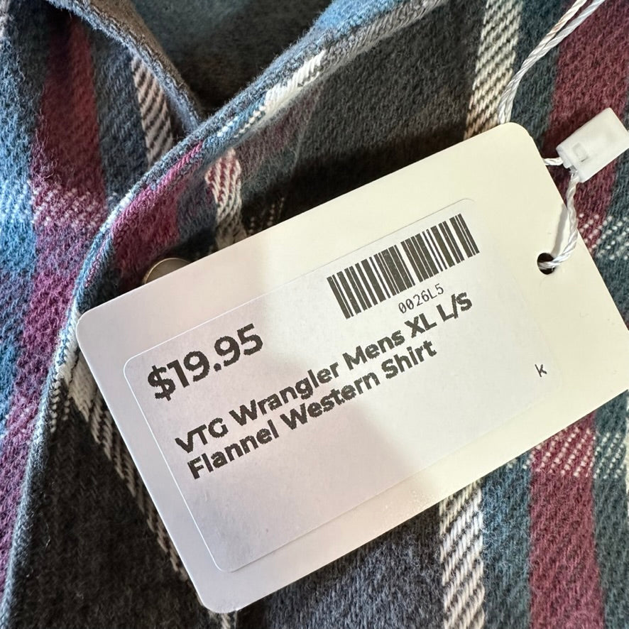 Wrangler Mens XL Flannel Button Up