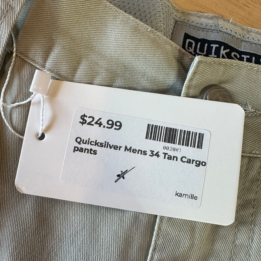 VINTAGE Quiksilver Cargo Pants Mens Straight Skater Surf Utility Men 34x30 Y2K