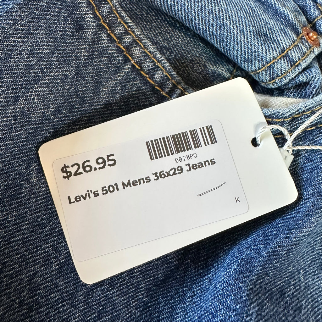 Levis 501 Mens 36x29 Blue Jeans