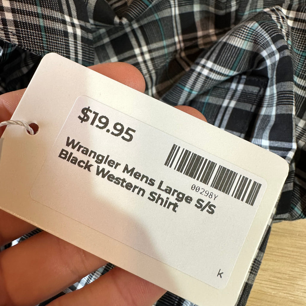 Wrangler Men's Large Plaid S/S Western Shirt