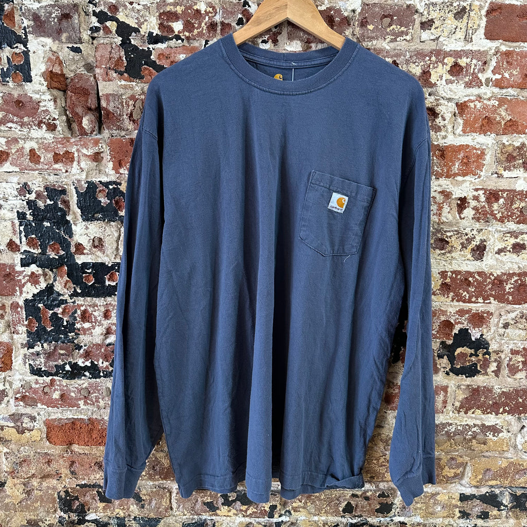 Carhartt Men's XL Original Fit Long Sleeve T Shirt Blue Pocket T