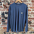 Carhartt Men's XL Original Fit Long Sleeve T Shirt Blue Pocket T