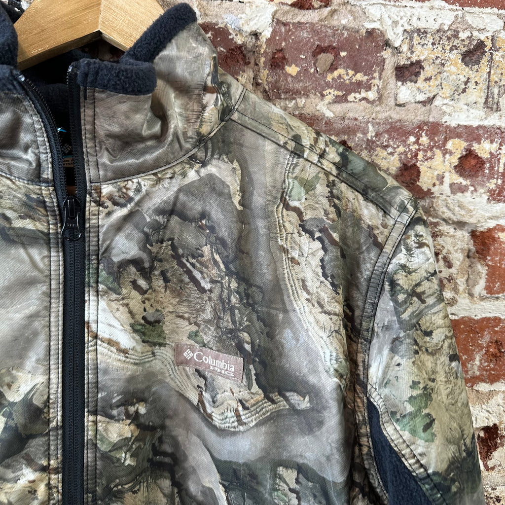 Columbia Sweater Mens Medium Camo Mossy Oak Terra Fleece PHG Hunt Pullover Black