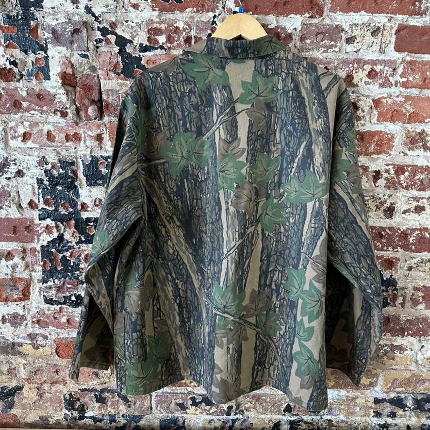 Vintage Trebark Shirt Mens 2XL Brown Green Camo Hunting Button Up Field Camp