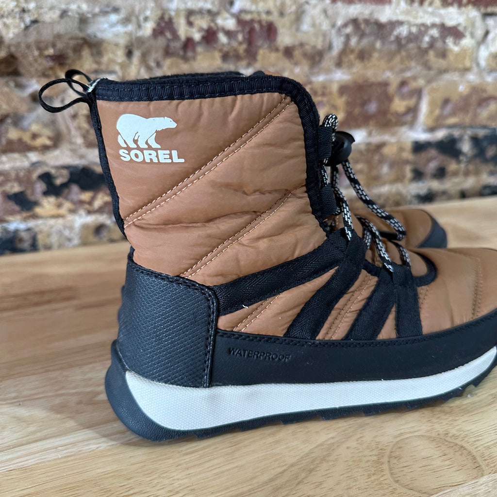 Sorel Whitney II Short Elastic Lace Winter Boots Waterproof Elk Womens 5 Brown