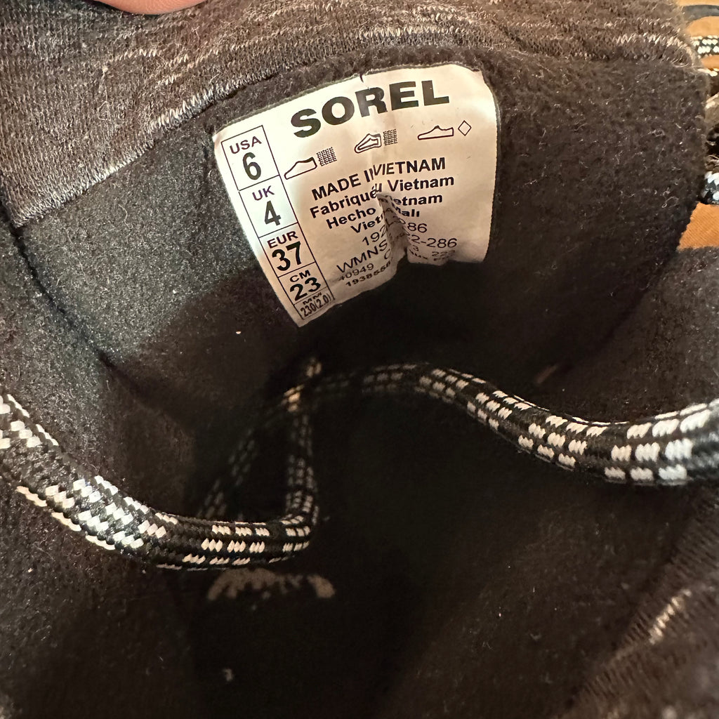 Sorel Whitney II Short Elastic Lace Winter Boots Waterproof Elk Womens 6 Brown