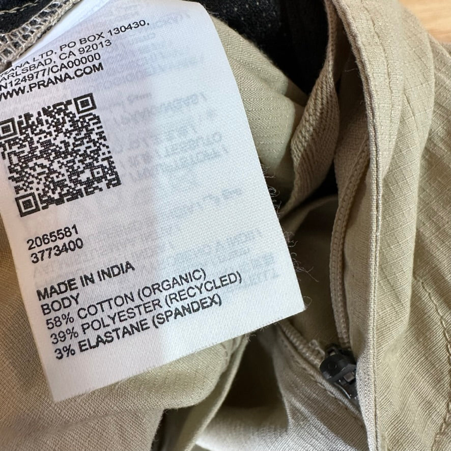 prAna Cargo Pants Mens Medium Tan Tapered Leg NEW NWT