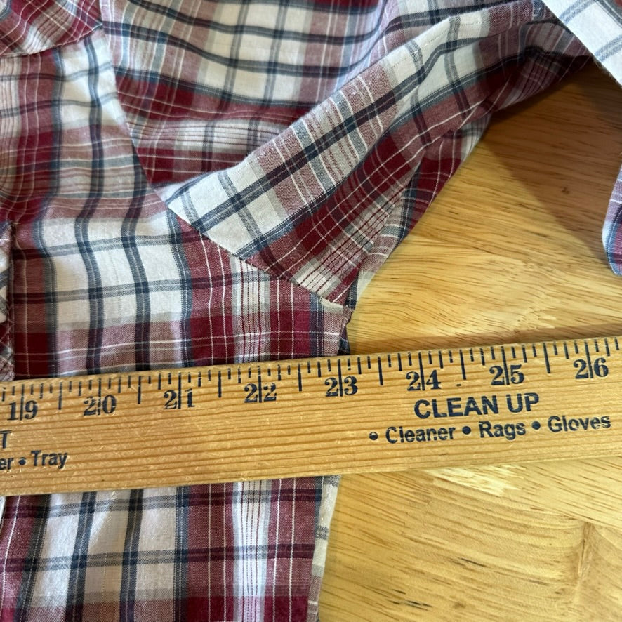 Roper Pearl Snap Shirt Men's Large Red Plaid Western Long Sleeve Pocket