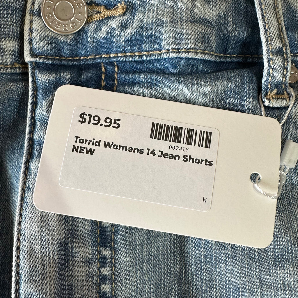 Torrid Sz 14 High Rise Perfect 7" Shorts Blue Vintage Stretch NWT 37x6.5"