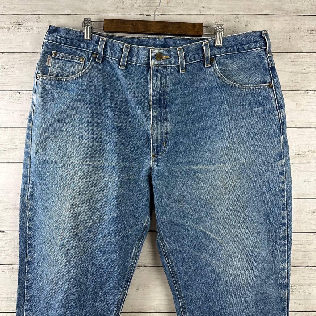 Carhartt Relaxed Fit Mens 44x30 Jeans Workwear Work B17 Denim (measures 42x29)