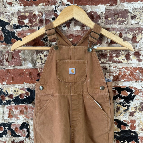 Carhartt Brown Flannel Lined Bibs Boys 3T