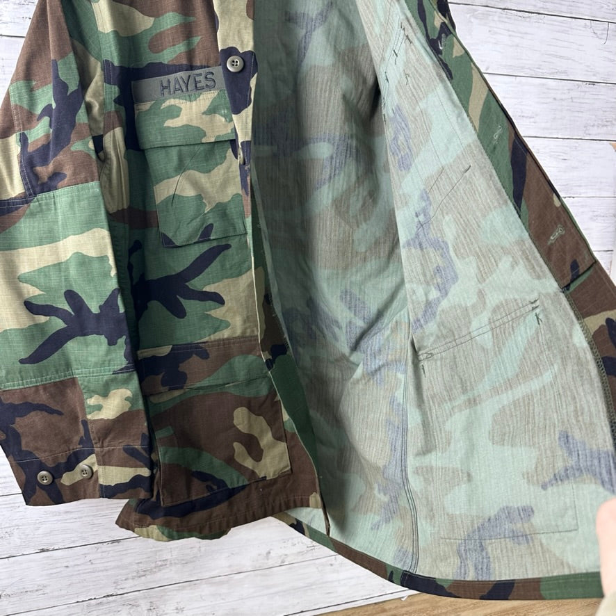 US Army Jacket Mens Medium Long Woodland Combat Coat Shirt
