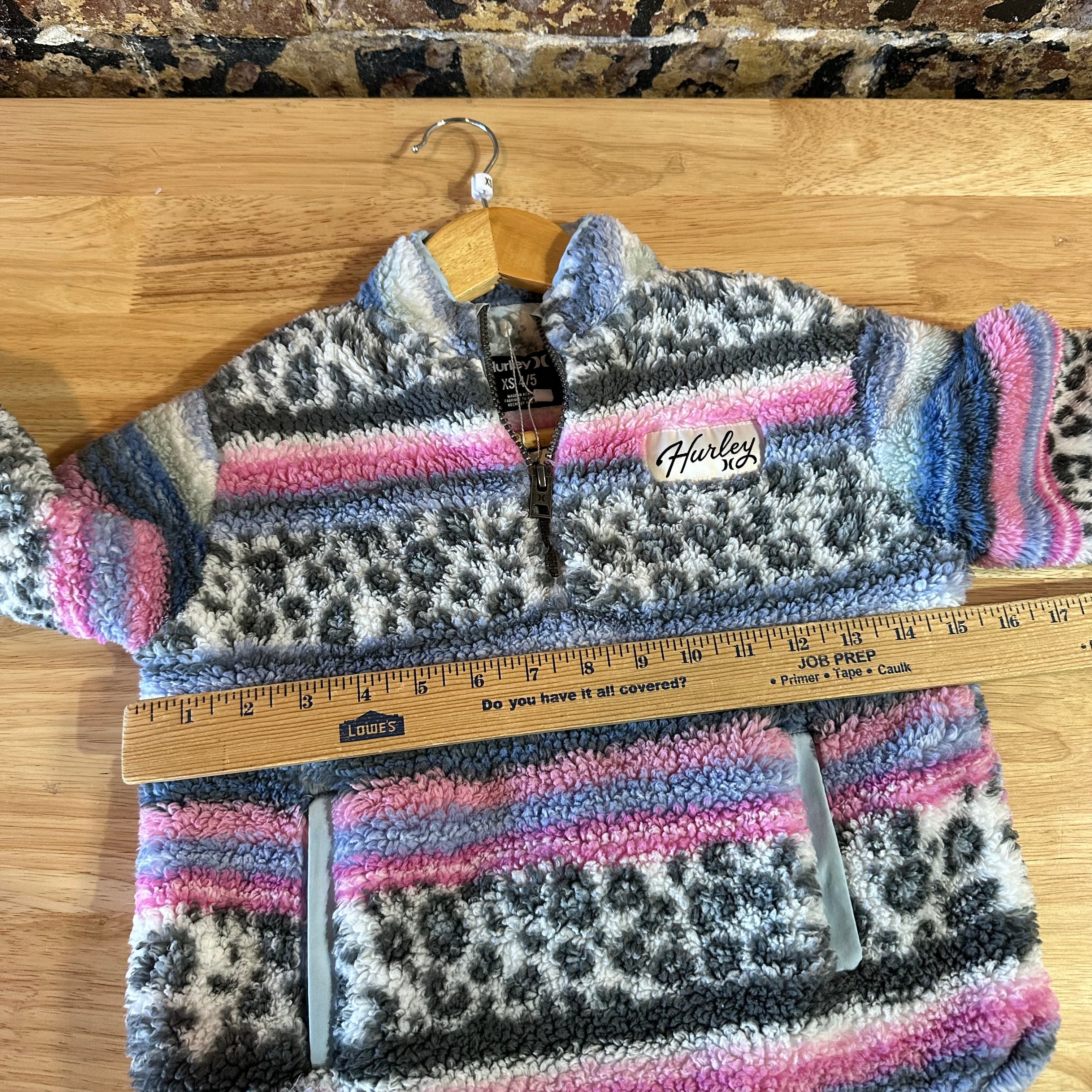 Hurley Girls Aztec fleece 1/4 Zip Pullover Size XS 4-5 Beach