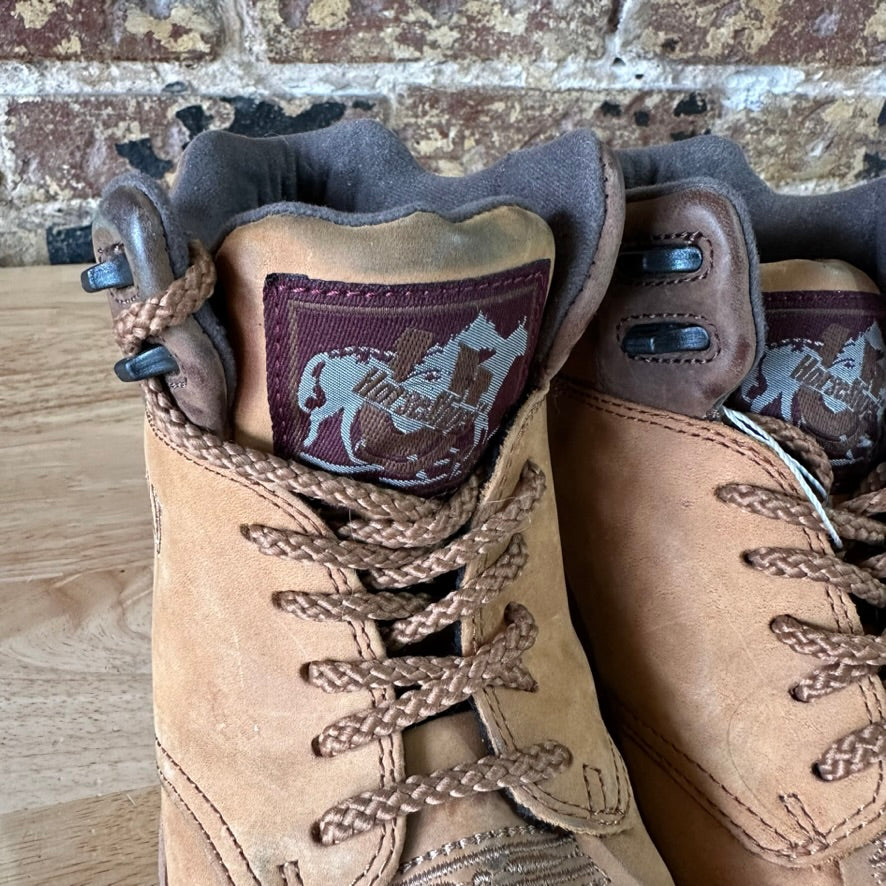 Roper Boots Womens Size 7 Brown Leather Lace Up Ankle Kiltie Horseshoes Western