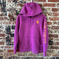 Carhartt Hoodie Womens Medium Pink Sweatshirt Casual Sleeve Spellout midweight
