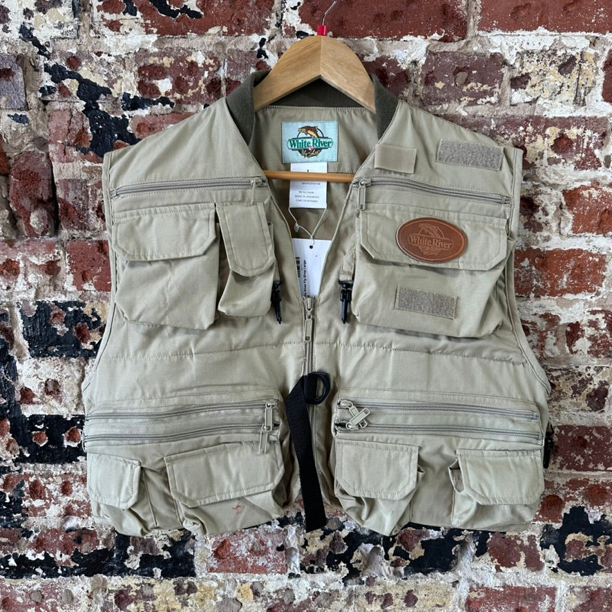 White River Fly Shop Fishing Vest Tan Multi-Pocket Utility Outdoor Size L