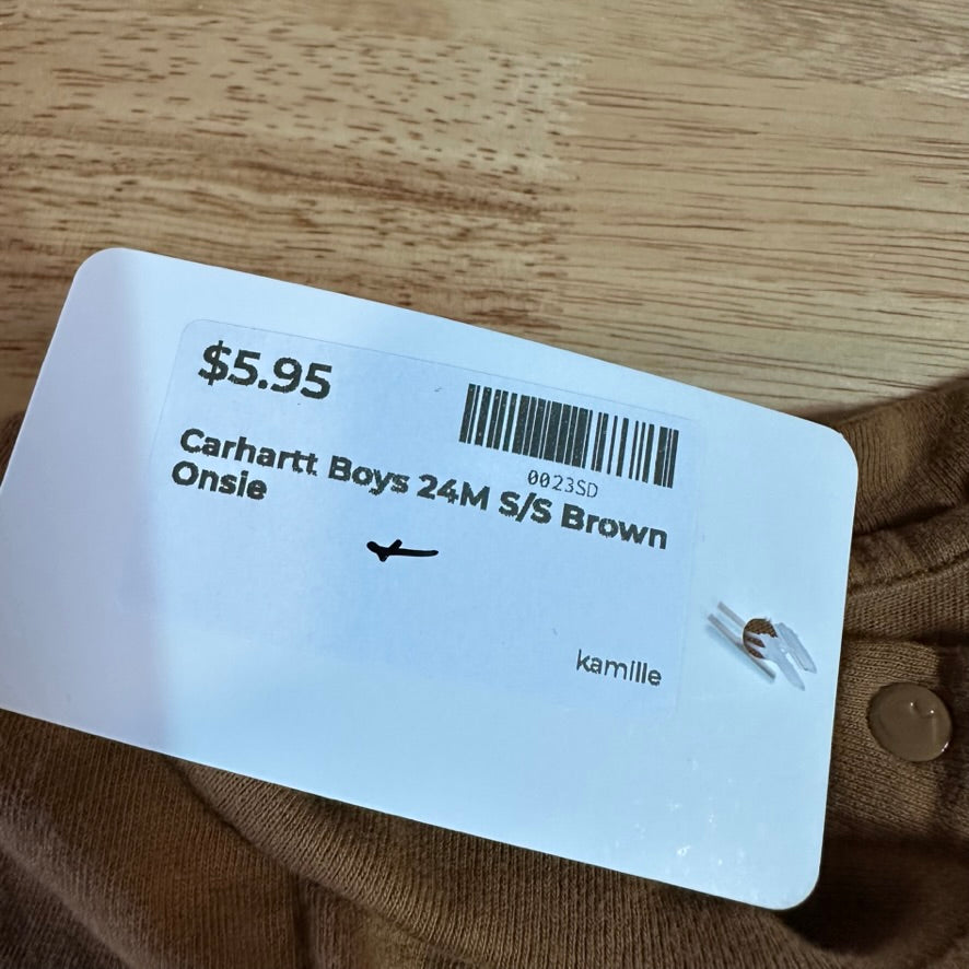 Carhartt Short Sleeve Brown Bodysuit one piece Cotton Boys 24M Explore More