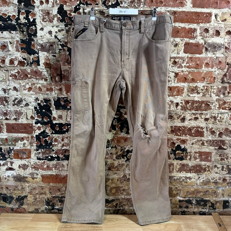 Ariat Rebar M4 Relaxed Straight Tan Men's 38x34 Western Cowboy WORN