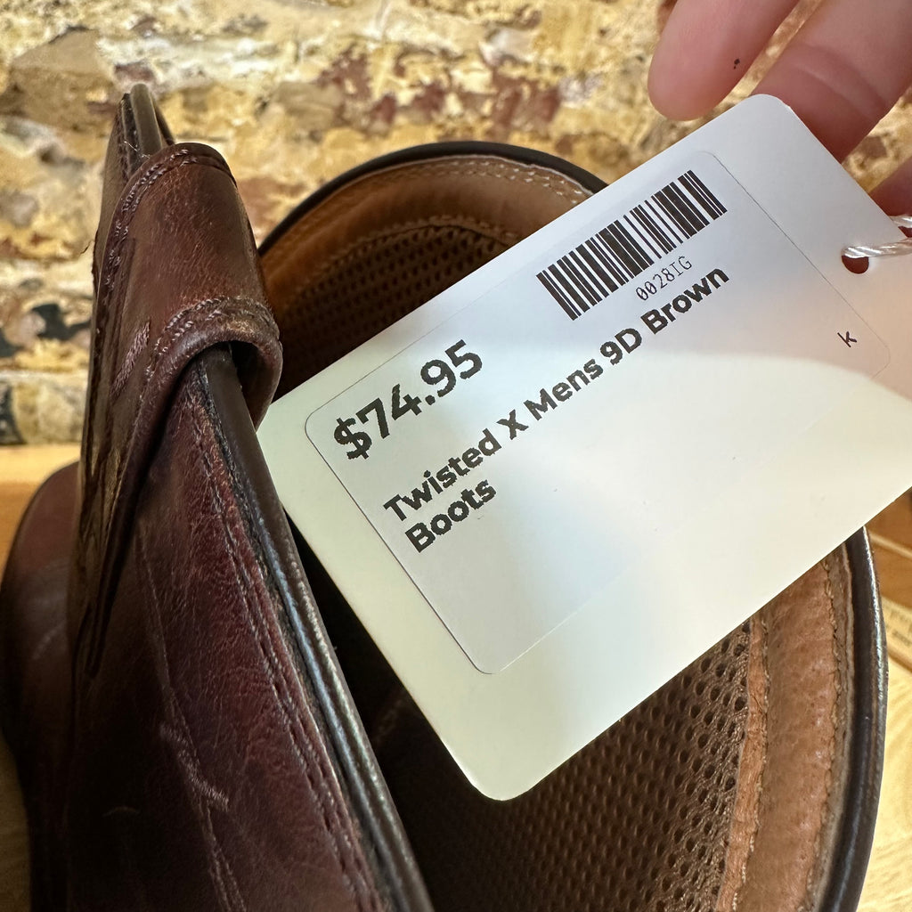 Twister Brown Leather Western Cowboy Boots Mens 9D