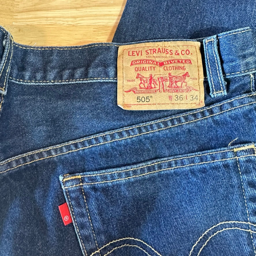 Levi's 505 Mens 36x34 Blue Jeans