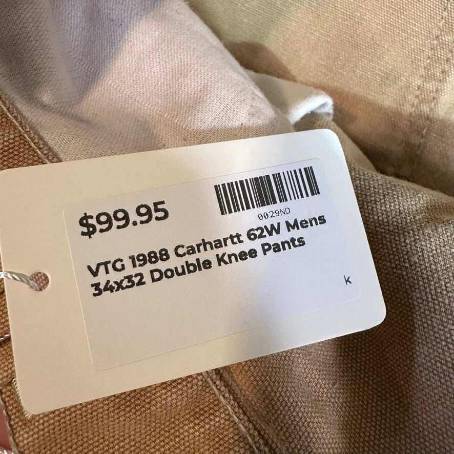 VTG 2005 Carhartt 62W Brown Mens 34x32 Double Knee Pants