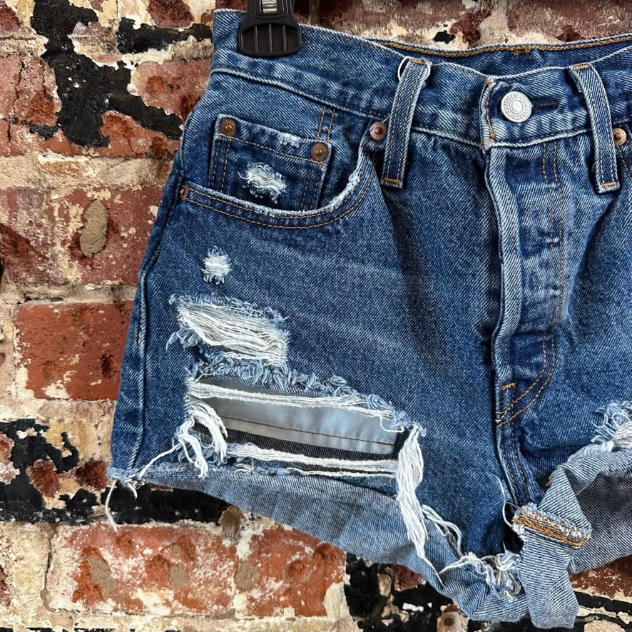 Levi's Cut Off Denim Jean Shorts Womens 27 Distressed - 27x3"