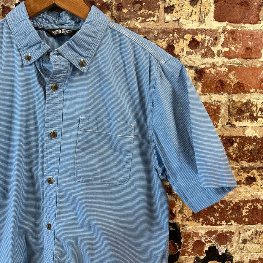 North Face Mens Medium Blue S/S Button Shirt