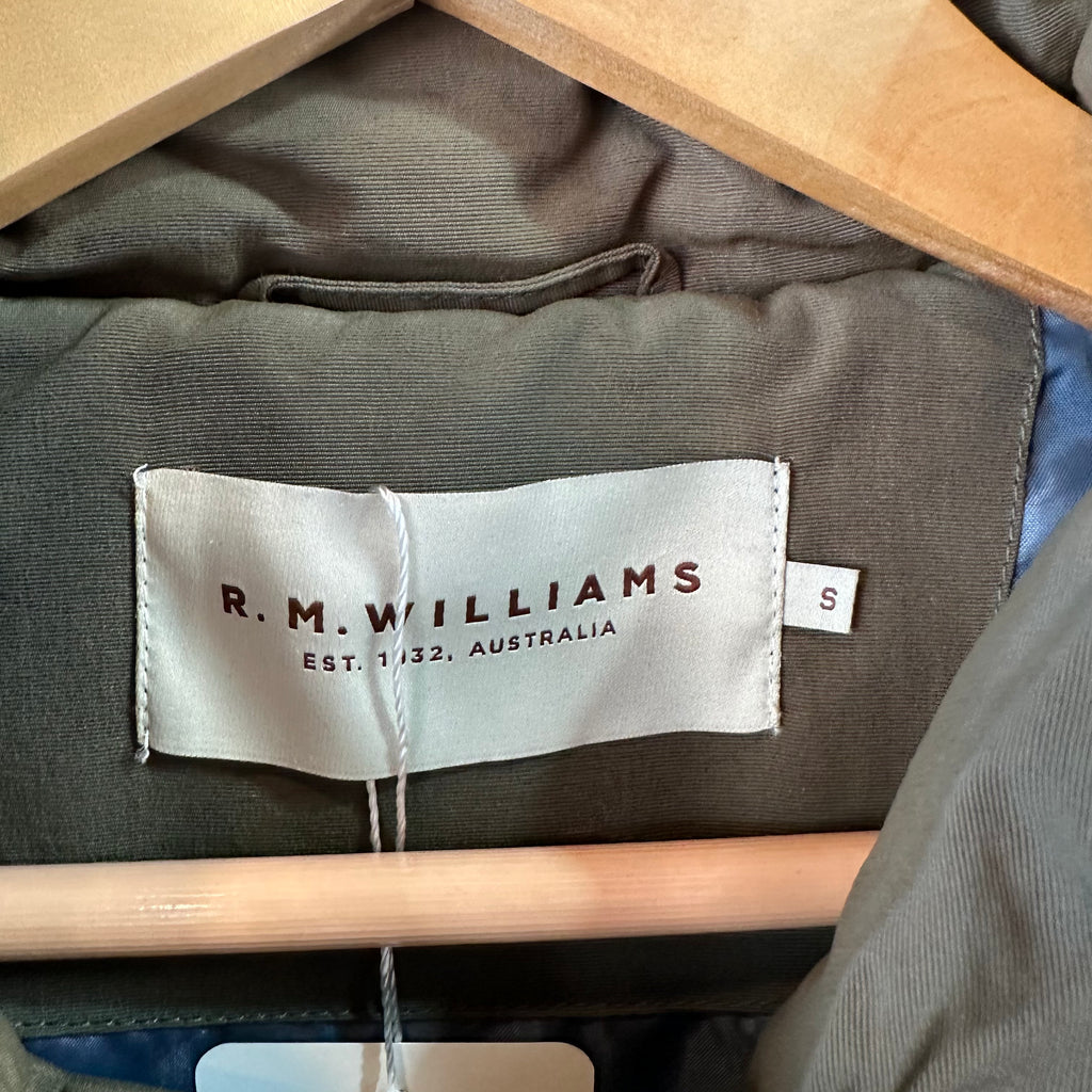 RM Williams Vest Mens SMALL Green Puffer Sleeveless Full Zip winter warm Size S