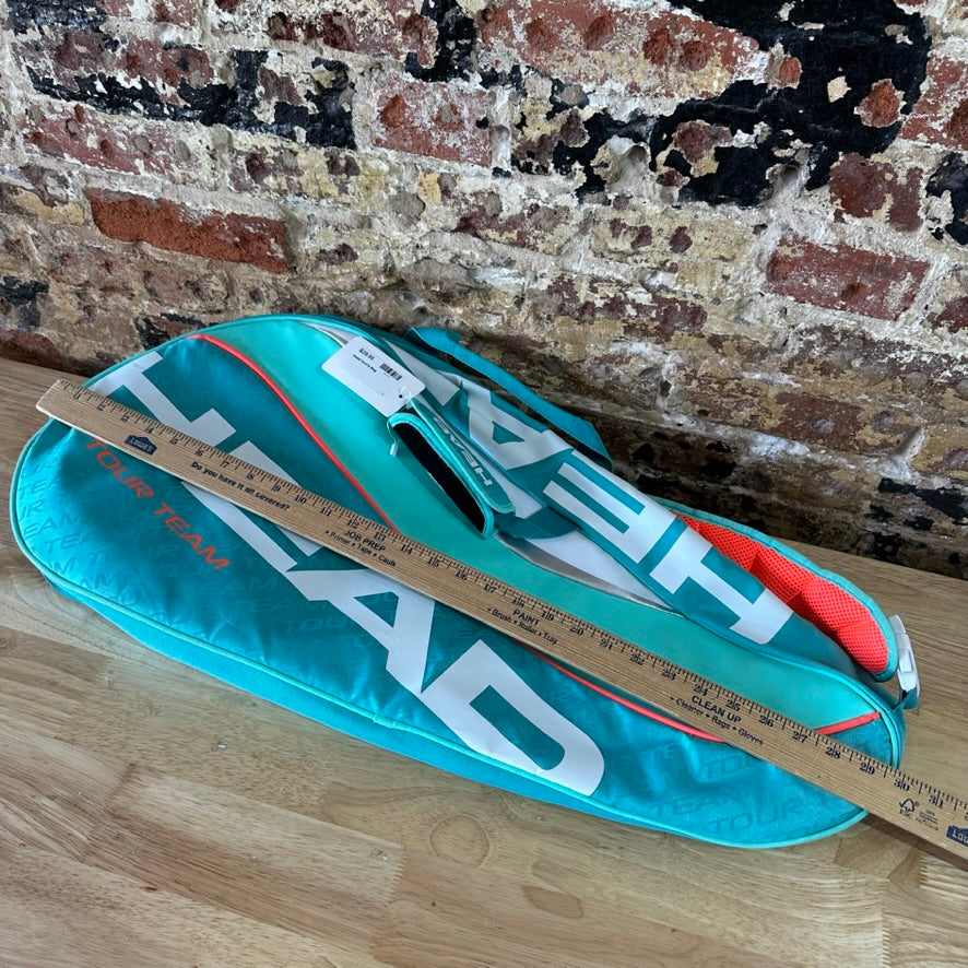 Head Tour Team Tennis Racquet Bag Shoulder Strap Holds 2-3 Rackets Turquoise
