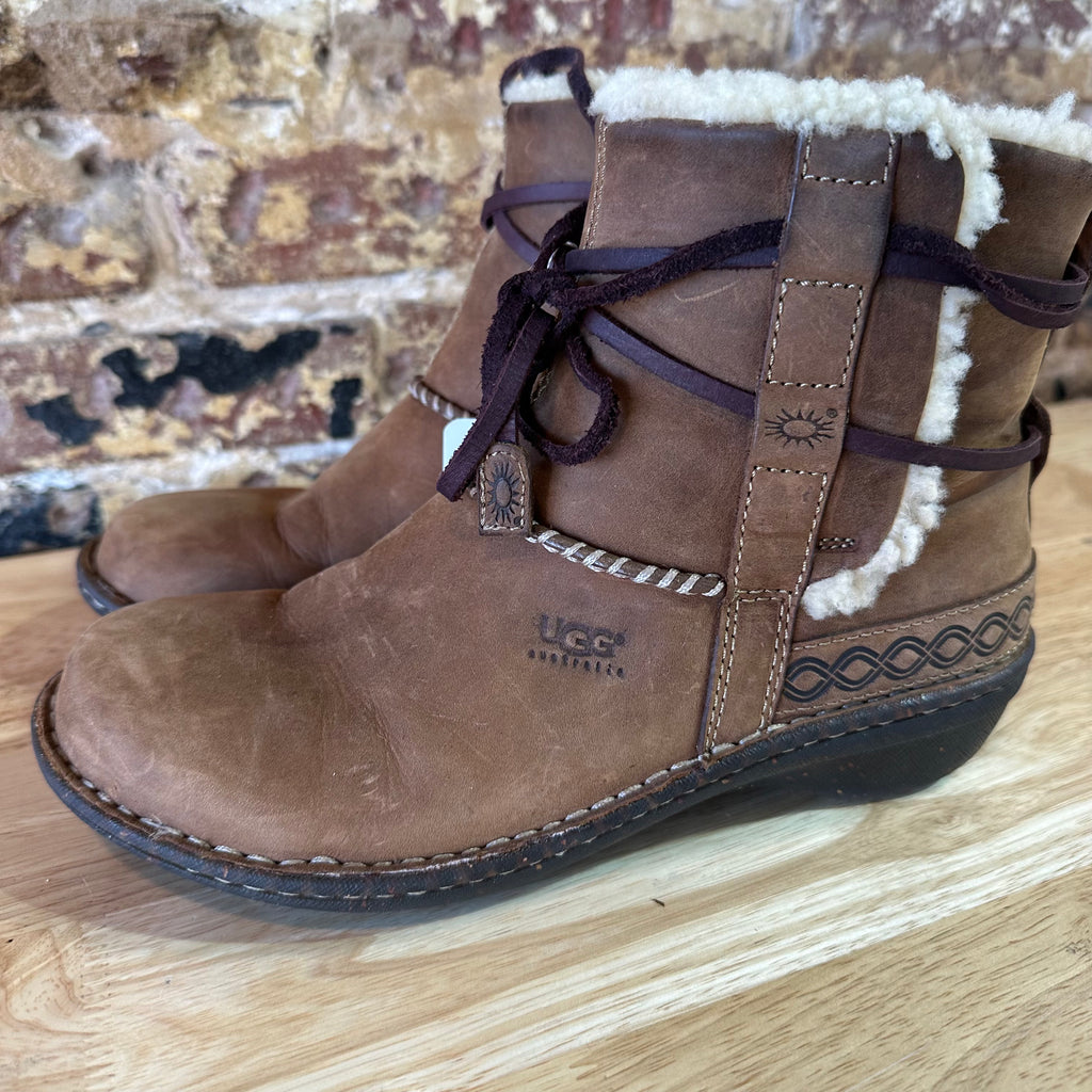 Ugg Australia Cove La Jolla Women's Size 8 Brown Leather Shearling Boots
