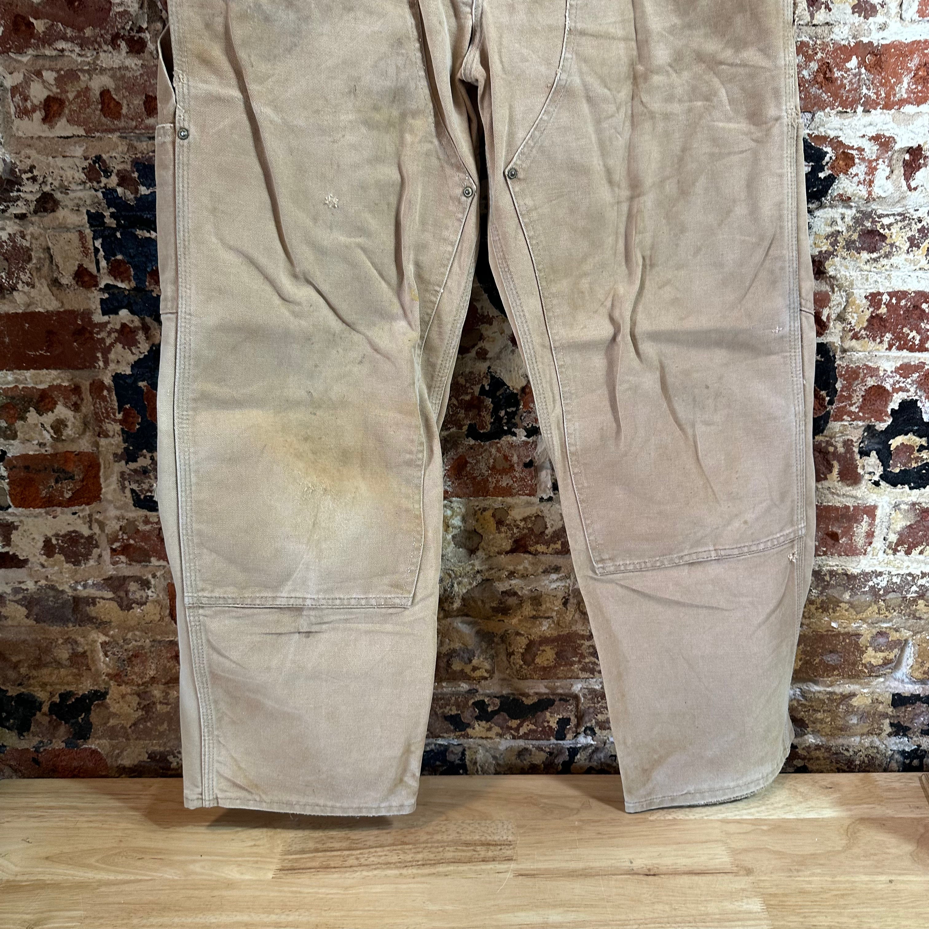 VTG Carhartt 62W Brown Mens 33x30 Double Knee Pants