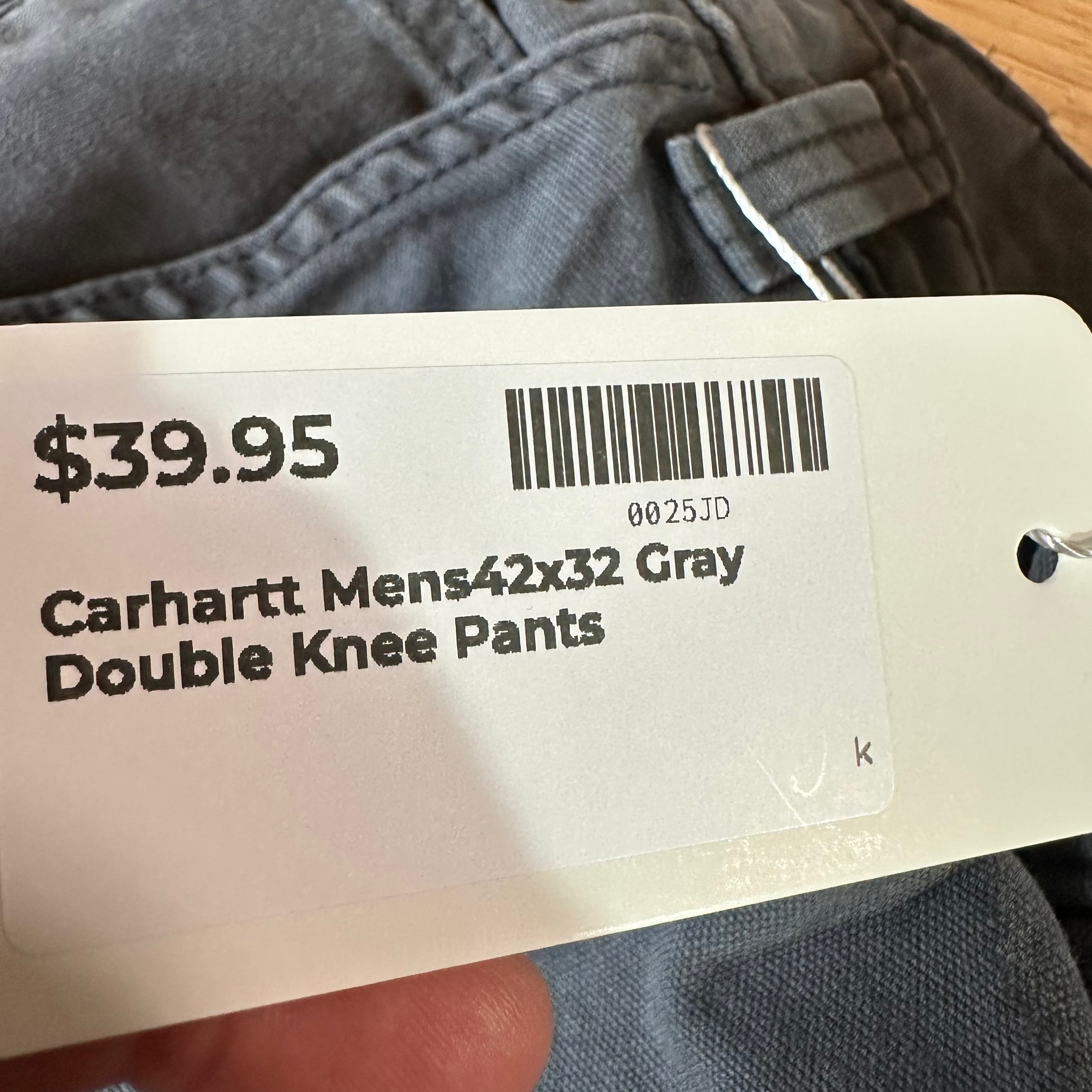 Carhartt Double Knee Mens 42x32 Gray Pants