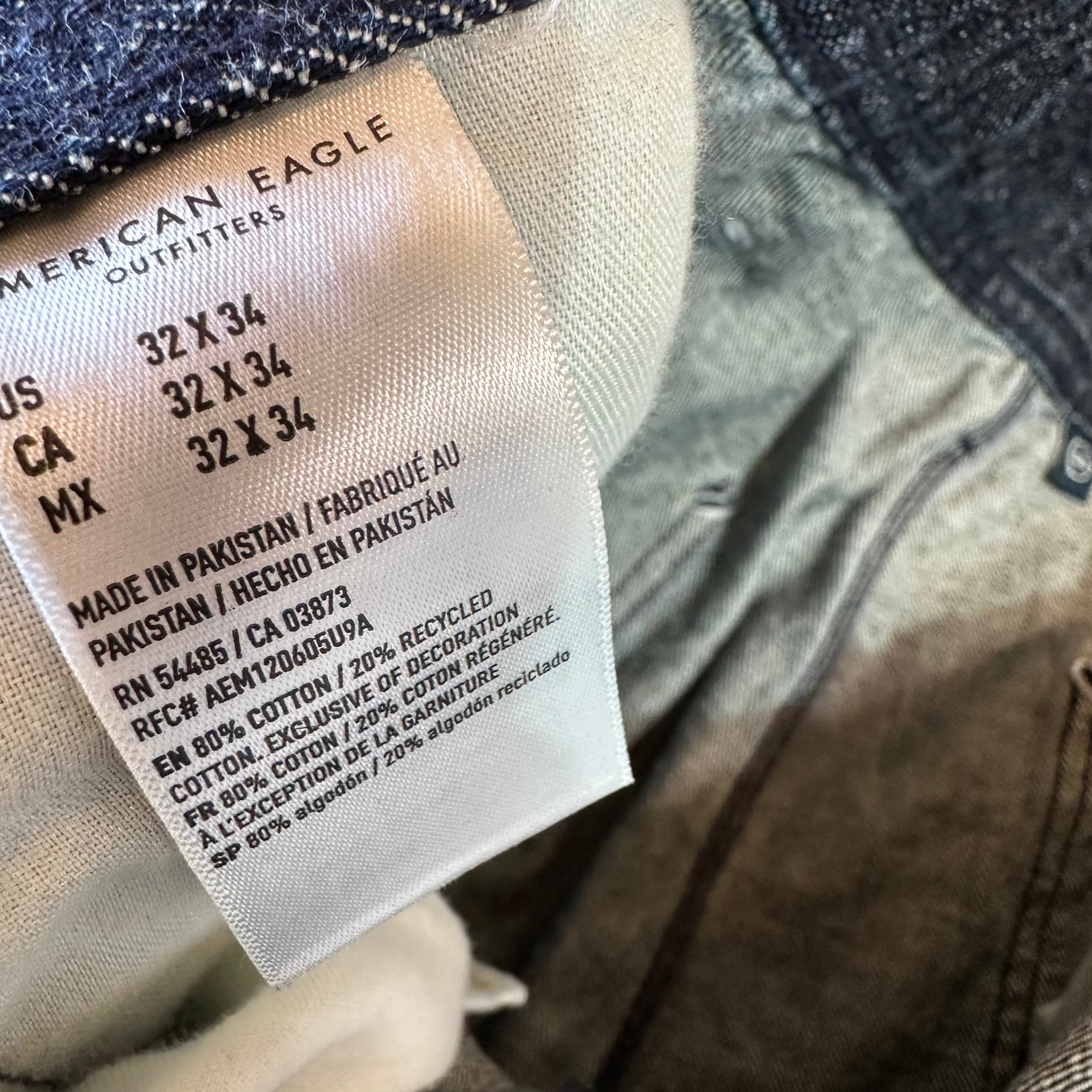 American Eagle Double Knee Jeans Mens 32x34 Dark Blue Denim