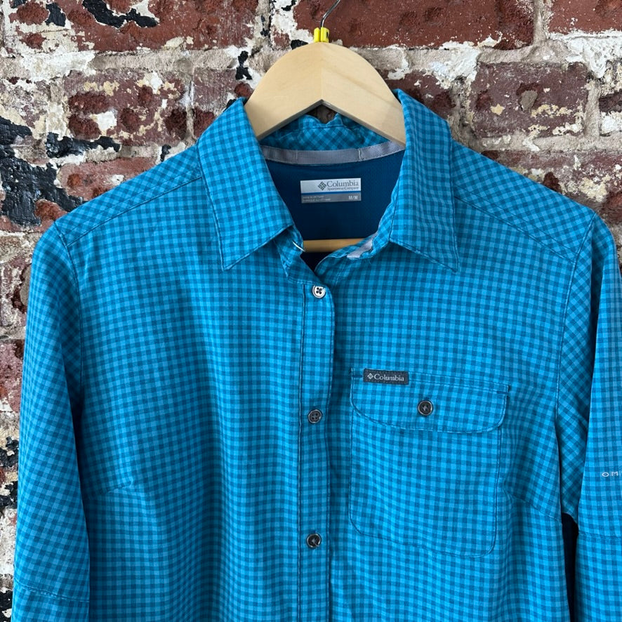 Columbia Womens Medium Long Sleeve Casual Shirt Button Up Blue