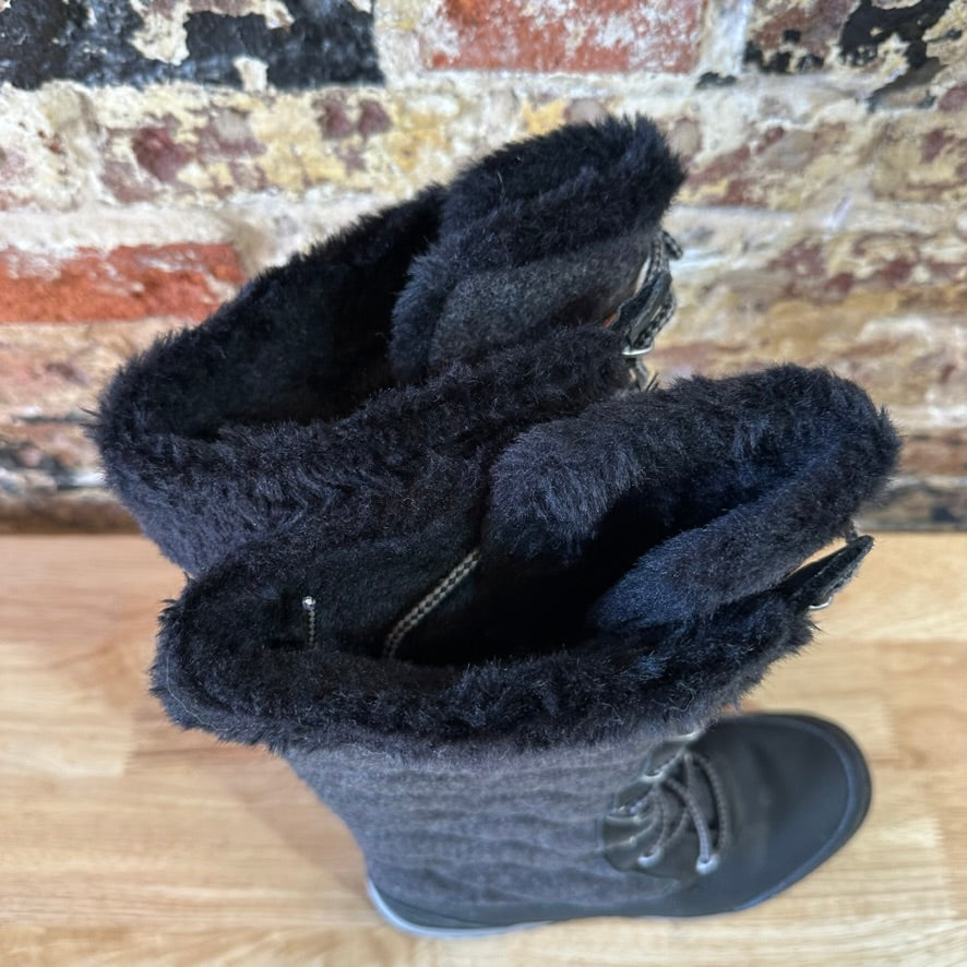 Salomon Hime High Women's Waterproof Quilted Winter Snow Boots Black 7 Lace Up