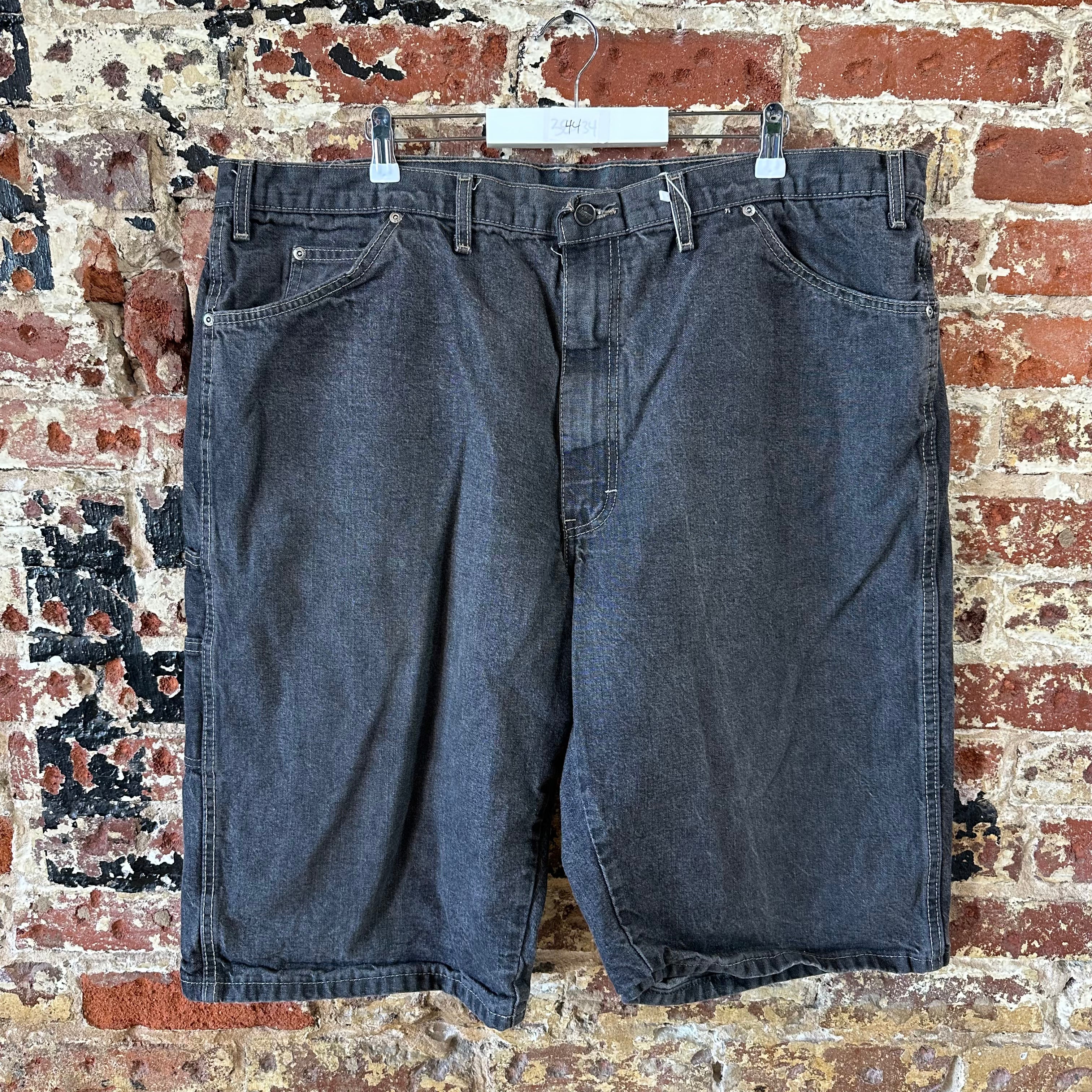 Dickies Shorts Mens 44 Logo Black Denim Jean Workwear 12.5" inseam Y2K Baggy