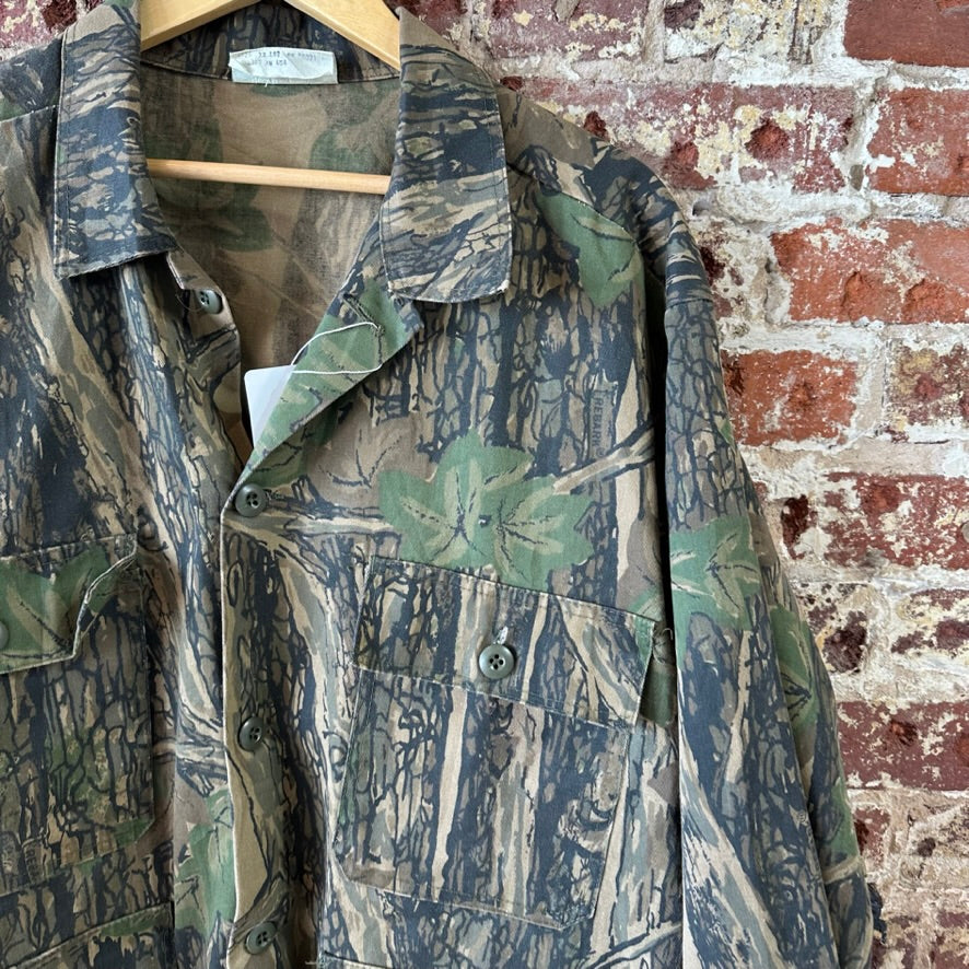 Vintage Trebark Shirt Mens 2XL Brown Green Camo Hunting Button Up Field Camp