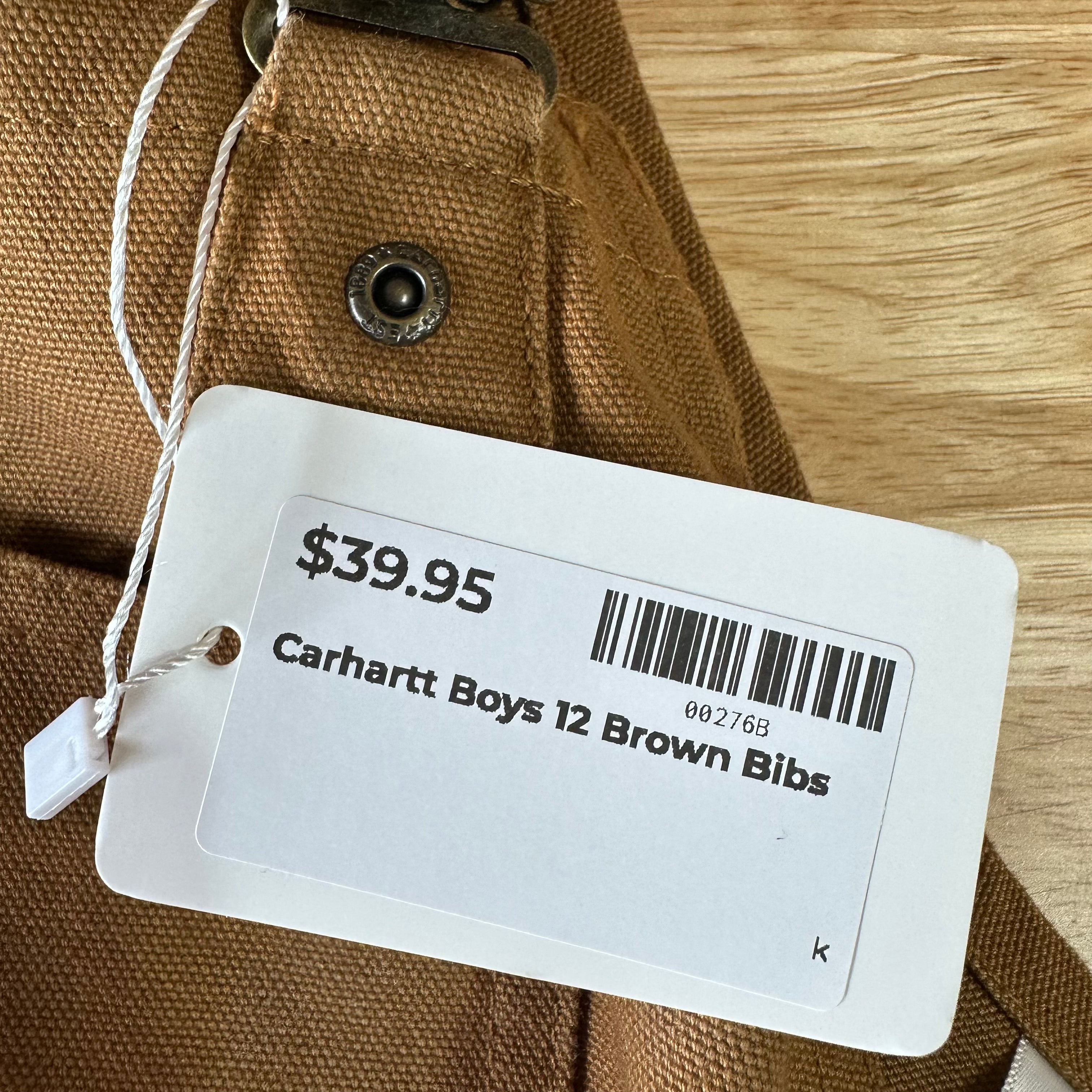 Carhartt Overalls Canvas Brown boys 12 Bibs