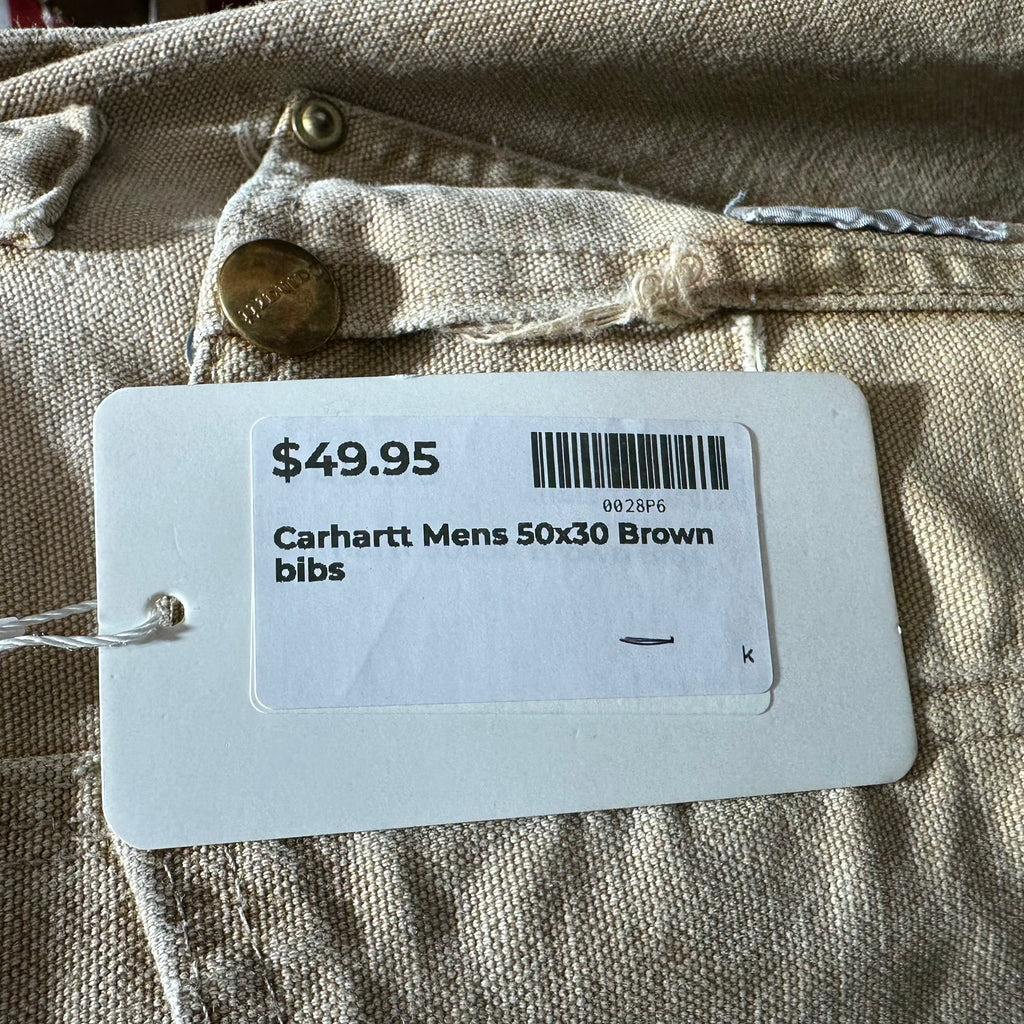 Carhartt Mens 50x30 Brown Bibs