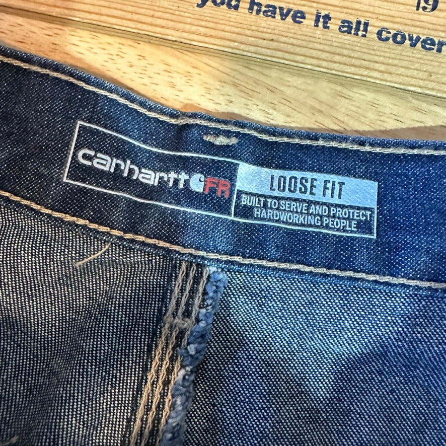 Carhartt FR Carpenter utility Mens 28X34 Blue Relaxed Work Loose FRB13 DNM New
