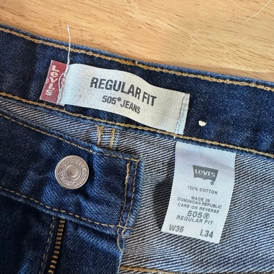 Levi's 505 Mens 36x34 Blue Jeans