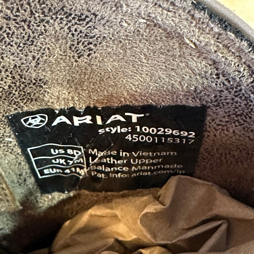 Ariat Men's Rambler Patriot Distressed Brown Flag Boots 10029692 Sz 8 D