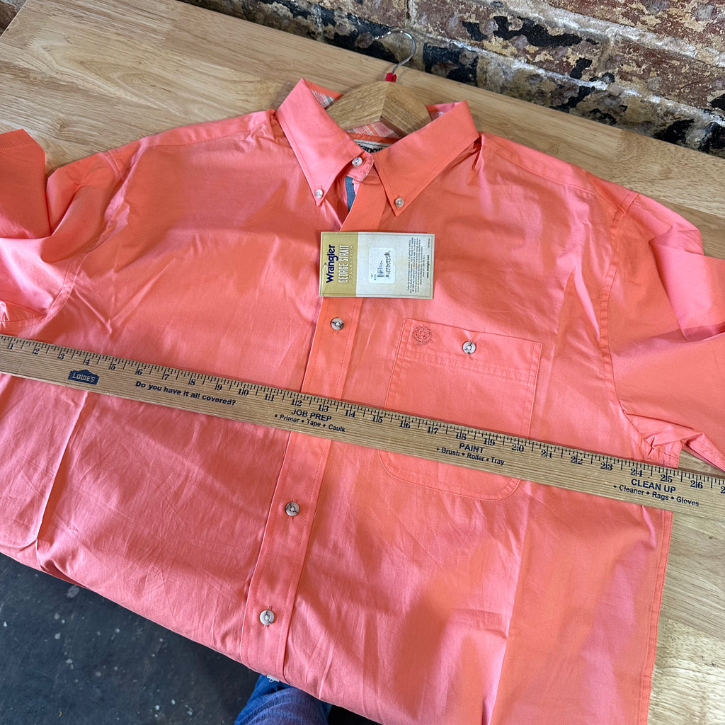 Wrangler George Strait Button Up Shirt Mens Large Tall Western S/S Salmon NEW