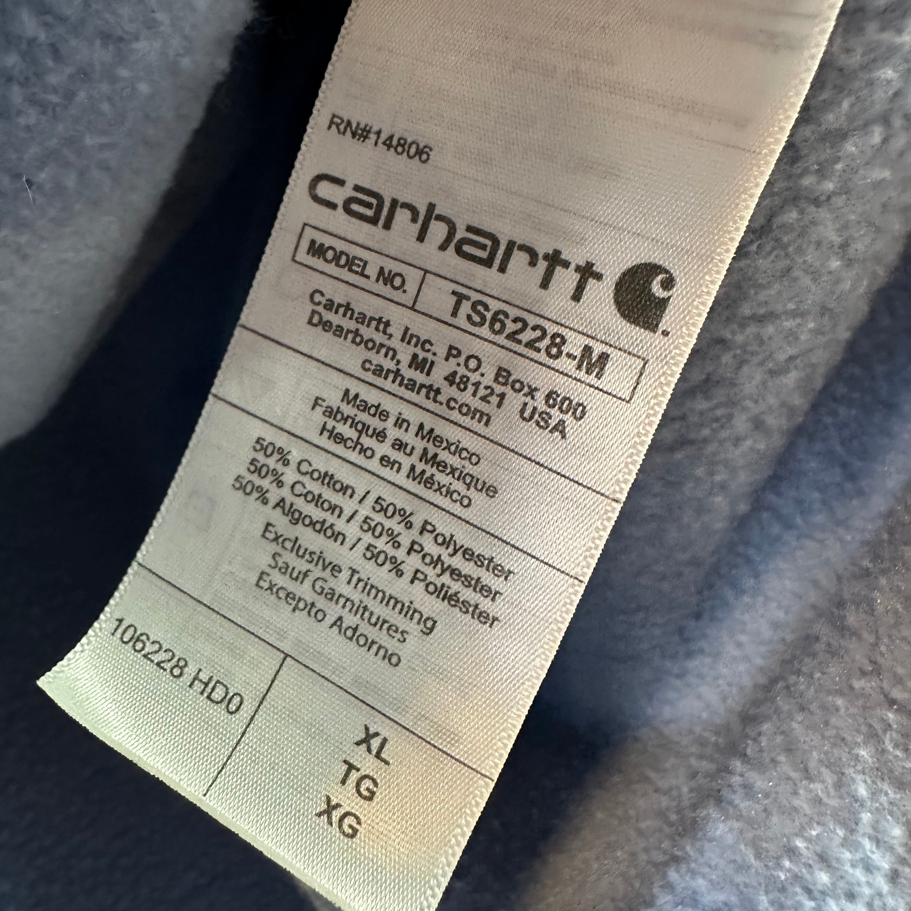 Carhartt Blue Hoodie Mens XL