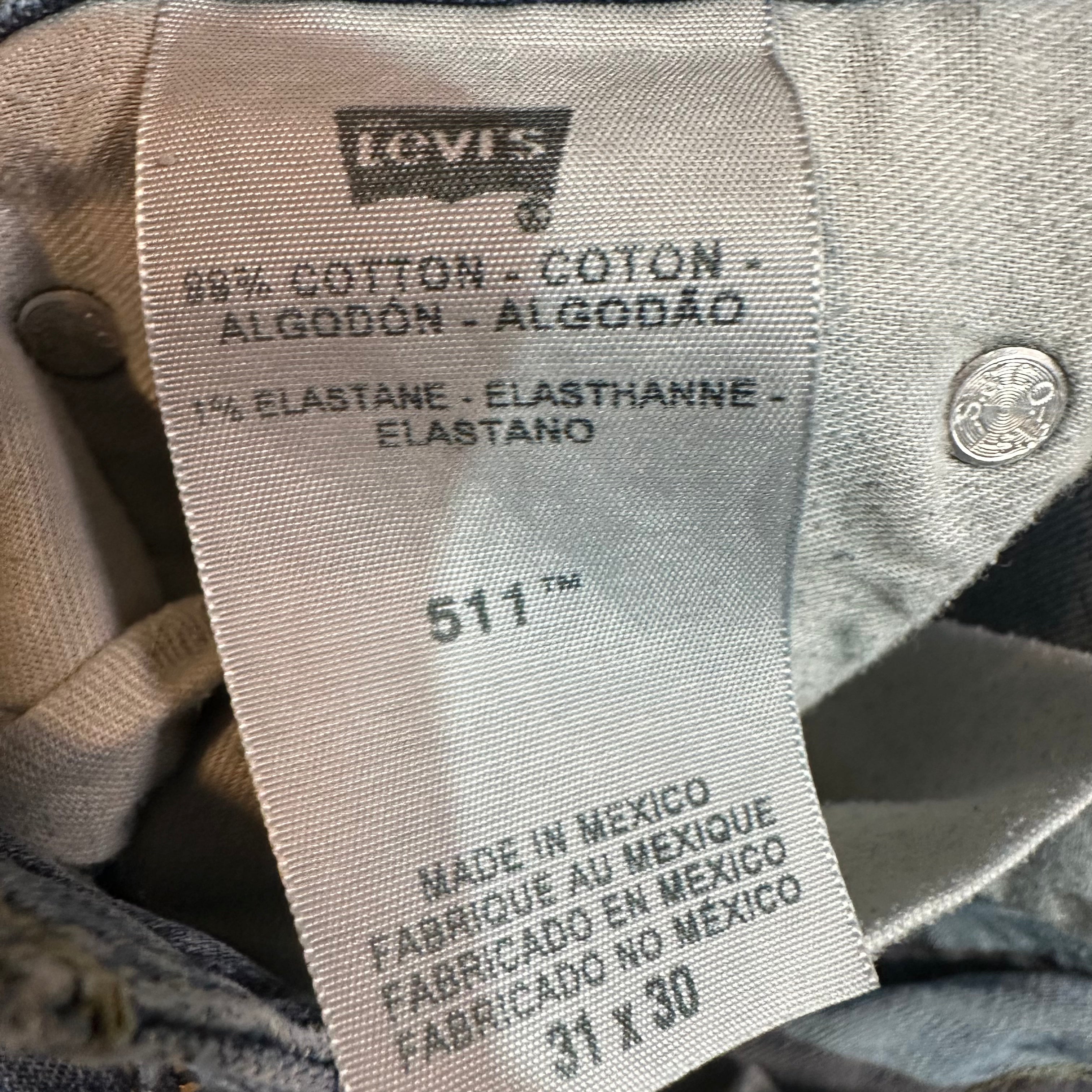 Levis 511 Mens 31x30 Blue Jeans