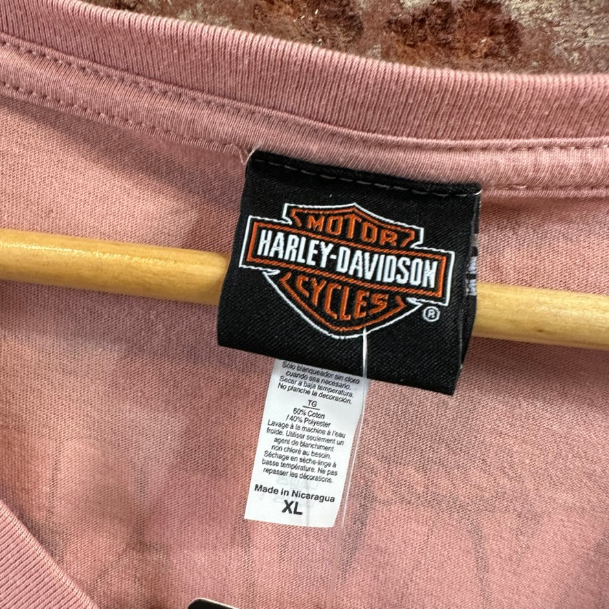 Harley Davidson Women's XL Short Sleeve Pink T-Shirt V-Neck NEW