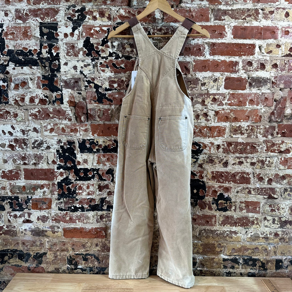 Vintage Carhartt Boy's Medium Brown Bib Insulated Overalls Double Knee Farm Bibs